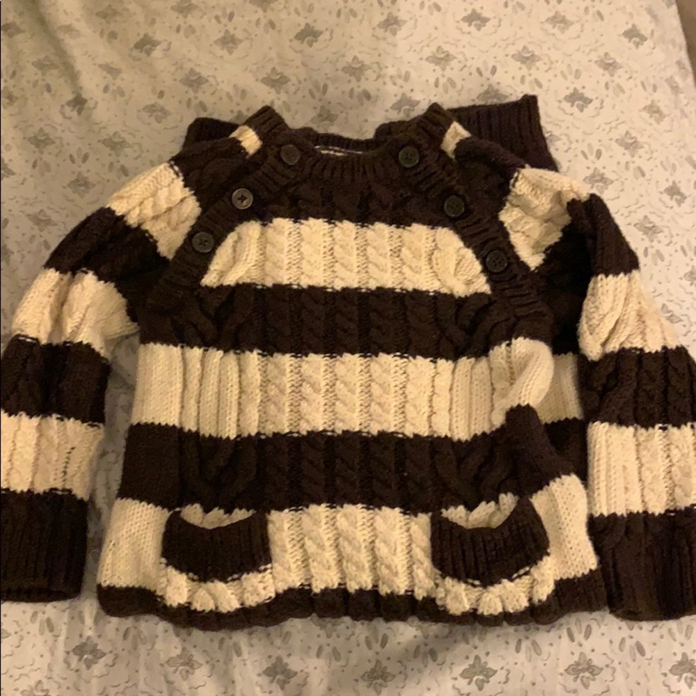 BabyGap cable knit brown & cream stripped onesie